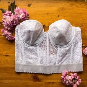 White VINTAGE Lace Cropped Bustier Corset Top | Corset Lingerie | See Through Li